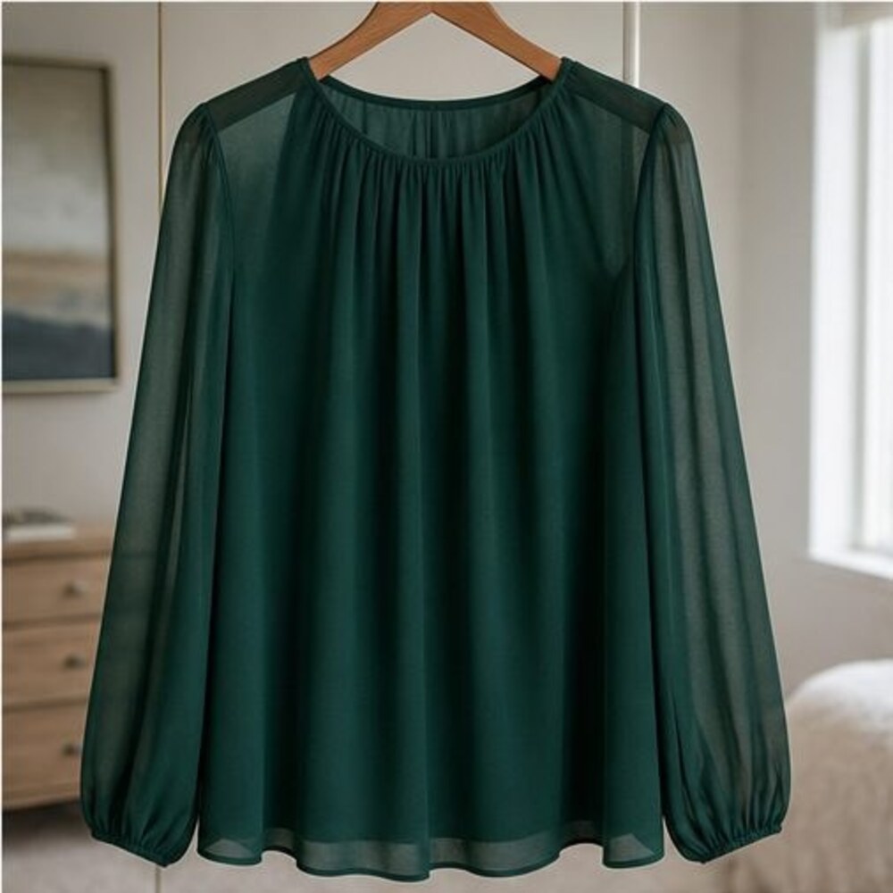 Teal Tie Neck Blouse